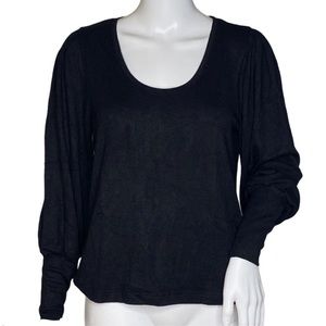 Madewell Puff Long Sleeve Scoop Neck Top Lightweight Sweater